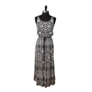 Sonoma Beachy Maxi Geometric Print Cool Stretchy Dress Elastic Waist Size S